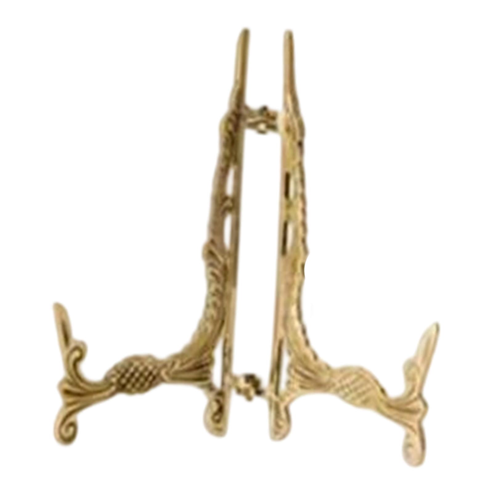 WLPZXP Adjustable Brass Plate Display Stand Folding Easel Tabletop Book Dish Holder for Style B