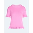 thumbnail image 5 of Free Assembly Women’s Ruffle Trim Sweater with Short Sleeves, Lightweight, Sizes XS-XXL, 5 of 5