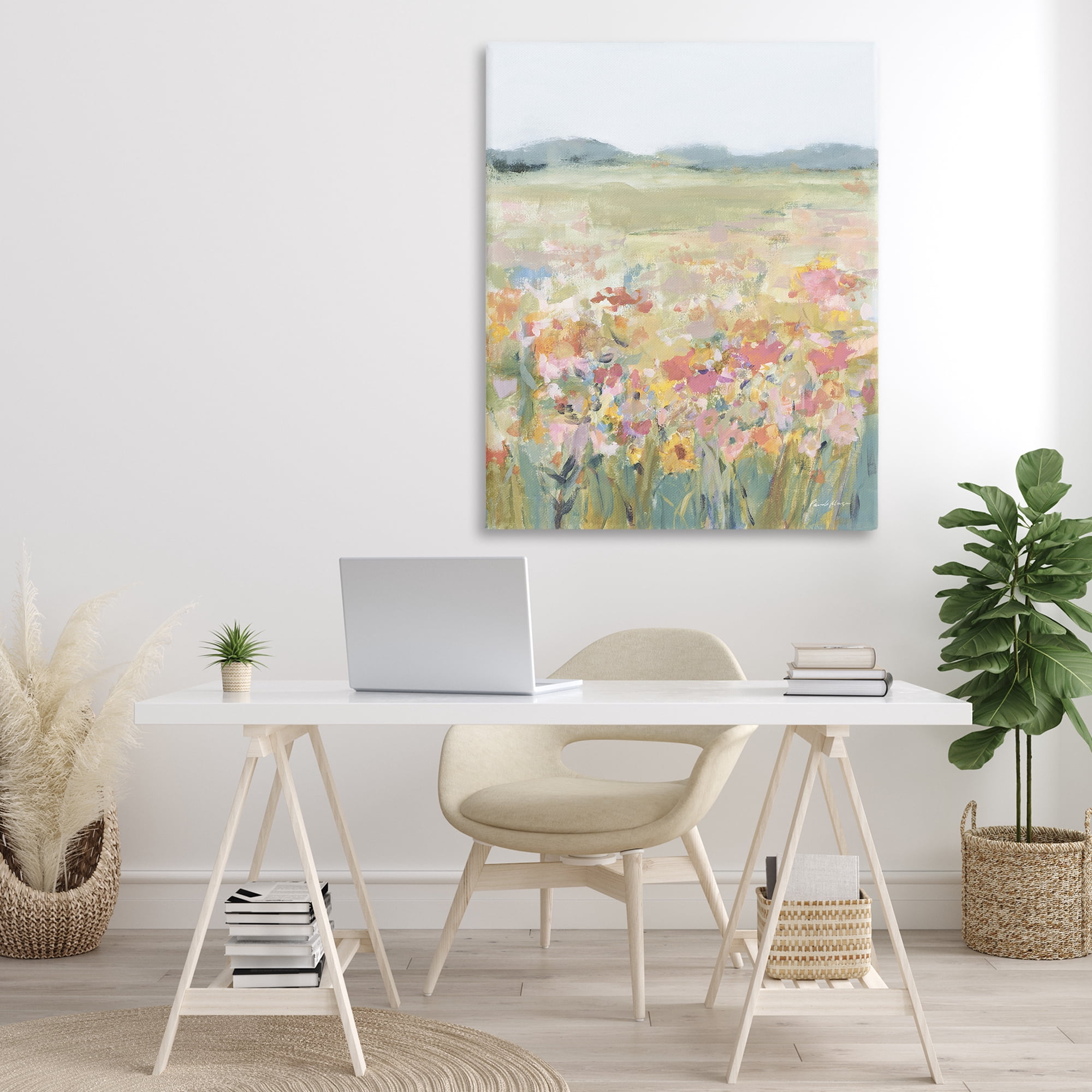 Stupell Industries Soft Wildflower Meadow Landscape Painting Gallery Wrapped Canvas Art Print Wall Art, 36 x 48