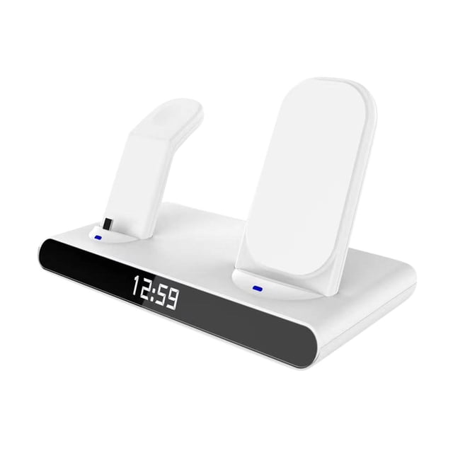 Cargador Inalámbrico de Teléfono Reloj 15W 3-En-1 Cargador Inalámbrico Vertical, Adecuado para Teléfonos Móviles, Relojes, Auriculares 3-En-1 Cargador Magnético de Teléfono