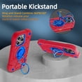 thumbnail image 2 of ELEHOLD Heavy Duty Rugged Case for iPhone 15 Pro Max Foldable Ring Holder Kickstand Case, Hybrid Tri-Layers Military Grade Shockproof Protection Cover for iPhone 15 Pro Max,Red+Blue, 2 of 5