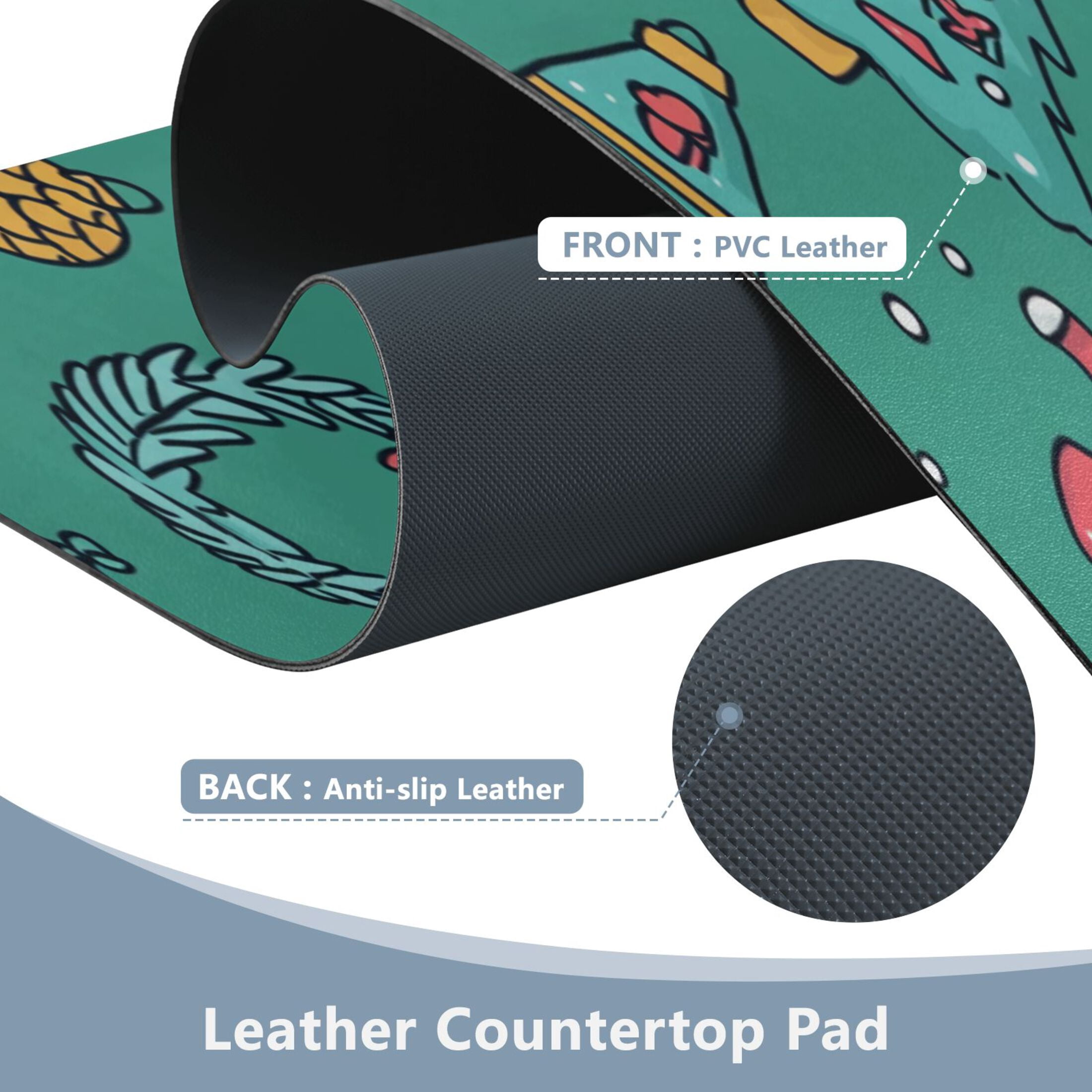 Wobogo Cartoon Christmas Patterns with Simple Lines Gaming Mouse Pad Non-slip Leather Desk Mat Water Resist Keyboard Pad for Gamer Office 23.6×47.2in