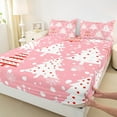 thumbnail image 3 of Feelyou Red Dots Christmas Tree Twin Sheet Sets, Princess Pink Cartoon Twin Fitted Sheet, Happy New Year Flat Sheet, Super Cozy Room Decor, 3-Piece, 3 of 7