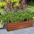 thumbnail image 5 of Rectangular Metal Flower Planter Box with Embossed Line Design Large Copper - Saltoro Sherpi, 5 of 5
