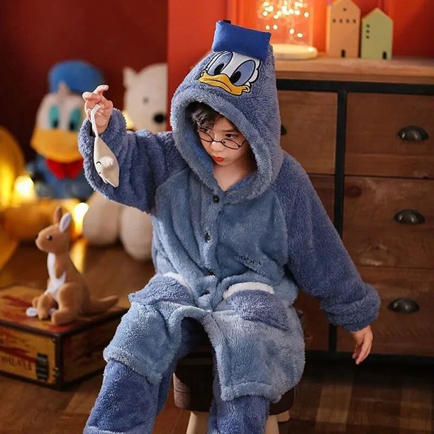 Pijama de Anime Sanrio Kuromi Cinnamoroll para niños, pantalones de manga larga engrosados, terciopelo Coral, dibujos animados, ropa de dormir para niños y niñas, Otoño e Invierno