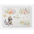 thumbnail image 1 of Saying Bath Mat, Woodland Raccoon with Blossoming Spring Flowers with Oh Calligraphy in Middle, Plush Bathroom Decor Mat with Non Slip Backing, 29.5" X 17.5", Multicolor, by Ambesonne, 1 of 2