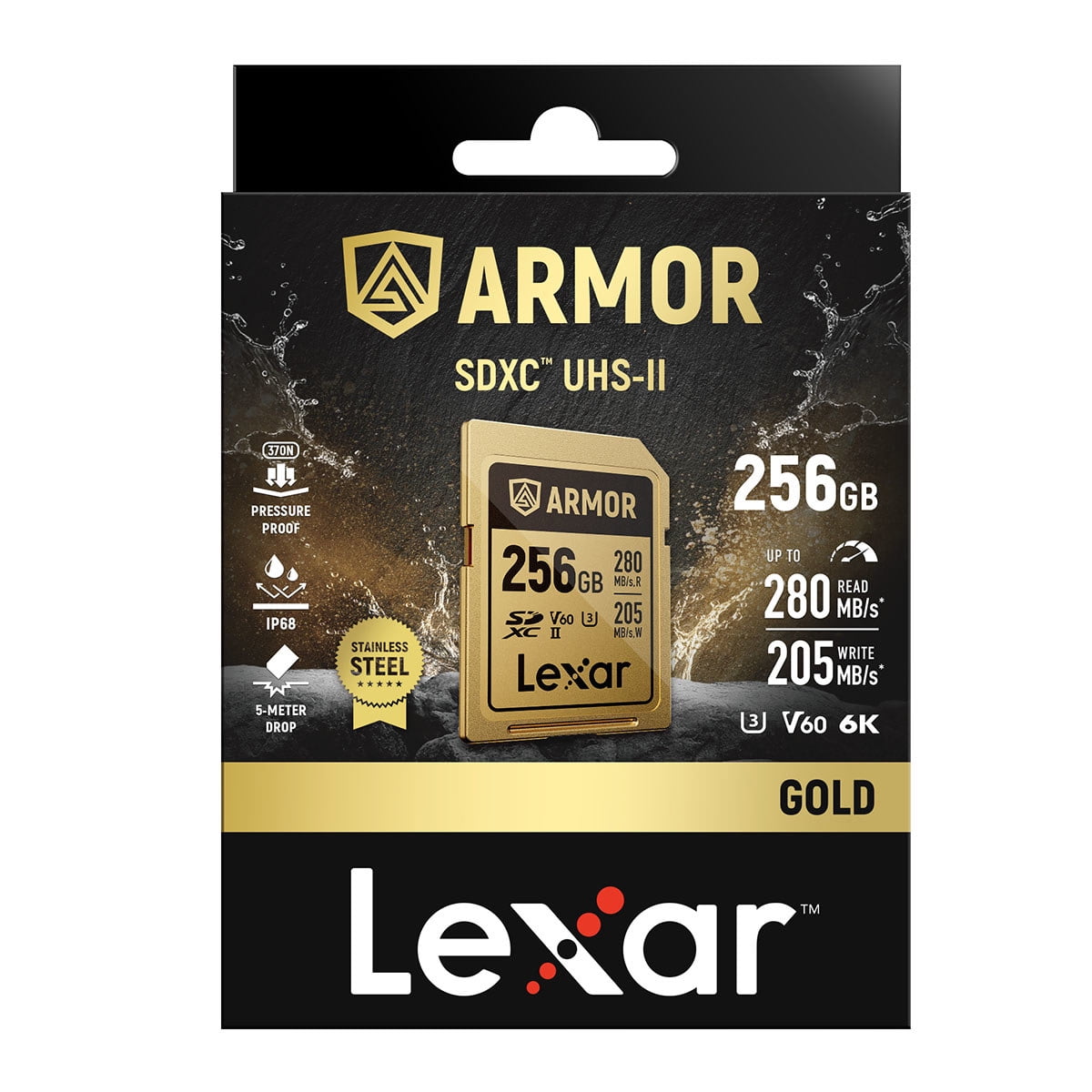 Lexar Professional ARMOR GOLD 256GB UHS-II V60 SDXC Memory Card