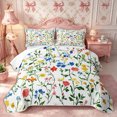 thumbnail image 2 of Manfei Botanical Flower Quilt King 3 Pieces,Spring Garden King Coverlet Set,1 Bedspread and 2 Pillowcases, 2 of 7