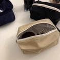 thumbnail image 4 of Bolsa de maquillaje pequeña para viaje de lona, bolsa de cosméticos, bolsa de aseo para mujeres y niñas, regalos, portátil, color caqui, 4 of 6