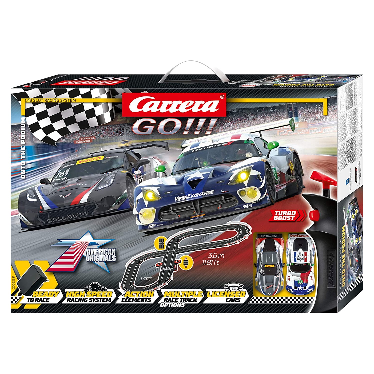 Carrera GO!!! Onto the Podium 11.81 Foot Racetrack Set w/ 2 Slot Cars 