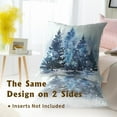 thumbnail image 6 of Christmas Throw Pillow Covers 18x18 Set of 2, Rustic Winter Blue Trees Snows Pine Forest Farmhouse Decorative Pillow Cases Cotton Cushion Cover for Home Sofa Couch Decor, 6 of 6