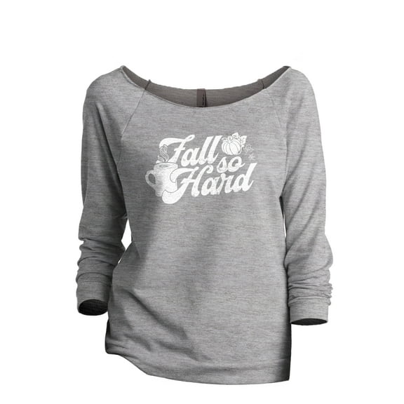 Fall So Hard Women's Fashion Slouchy 3/4 Sleeves Raglan Lightweight Sweatshirt Sport Gray Large