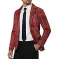 thumbnail image 4 of INSPIRE CHIC Men's Blazer Notch Lapel Contrasting Color Checked Pattern Sports Coat M Red, 4 of 5