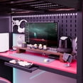 thumbnail image 6 of Harper & Bright Designs Full Size Gaming Loft Bed with Desk & RGB Lights, Full Wood Loft Bed Frame with Storage Wardrobe, Shelves & Blackout Curtains, Black+Red, 6 of 18