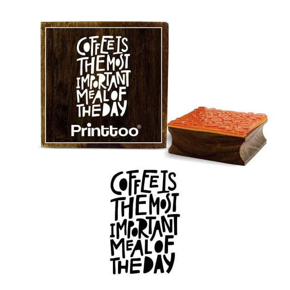 Printtoo Coffee Is The Most Important Meal Of The Day Word Design Wooden Rubber Stamp-5 x 5 Inches