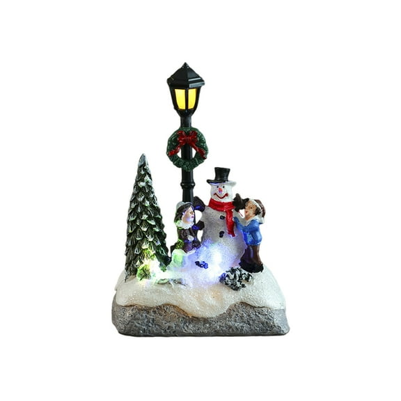 TanSiDing 1pcs Christmas Village Sets, Snowman Tree Santa Christmas Village Scene with Figurines LED Light Xmas Accessories Tabletop Decorative Xmas Ornaments for Table Decor A