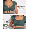 thumbnail image 4 of Attraco Maternity Swimsuit Scoop Neck Two Piece Ruffle Sleeve Ribbed Bikini Sets Ruched Bikini Tie Knot High Waisted Pregnancy Swimwear, 4 of 9
