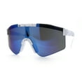 thumbnail image 4 of Boys Kid Size Large Shield Rimless Sport MTB Plastic Sunglasses White - Blue Mirror, 4 of 8