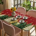 thumbnail image 3 of Red Christmas Table Cloths for 5 Foot Rectangle Tables, Xmas Tree Snowflake Winter Farmhouse Patio Waterproof Elastic Fitted Tablecloths, Washable Rectangular Table Cover for Camping, 3 of 8