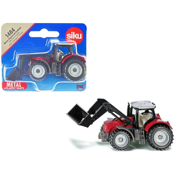 Massey Ferguson Tractor with Front Loader Red with Silver Top Diecast Model by Siku