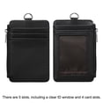 thumbnail image 5 of Uxcell Vertical PU Leather 5 Card Slots ID Badge Holder Zipper Wallet with PU Lanyard and Key Ring, Black, 5 of 6