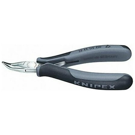 Knipex Bent Round Nose Plier,4-1/2" L,Smooth 35 42 115 ESD
