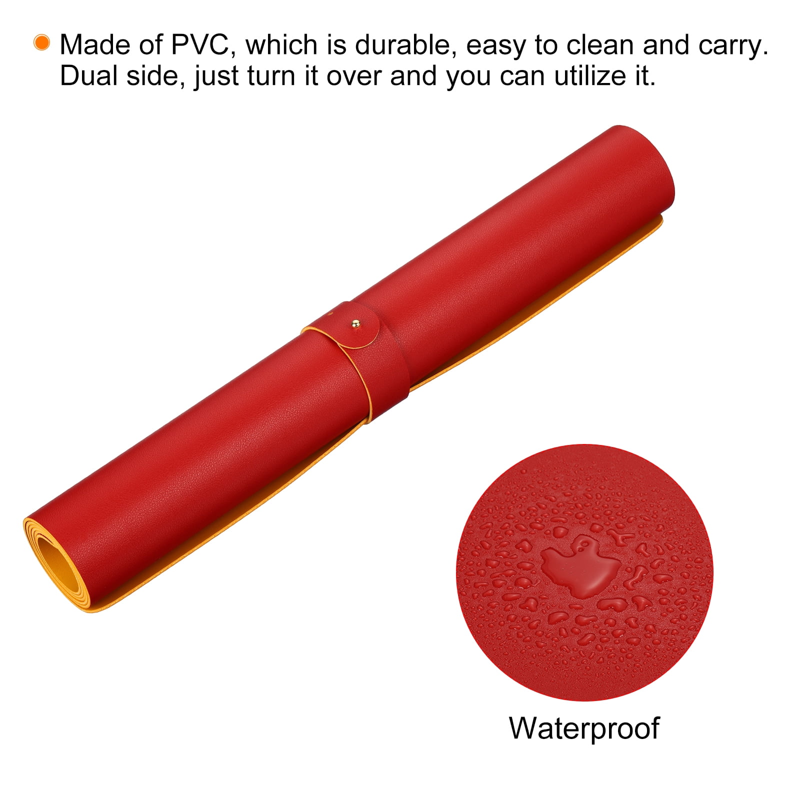 Unique Bargains Protector PU Leather Dual Side Mouse Pad Mat for Office Home Red/Yellow 31"x16"