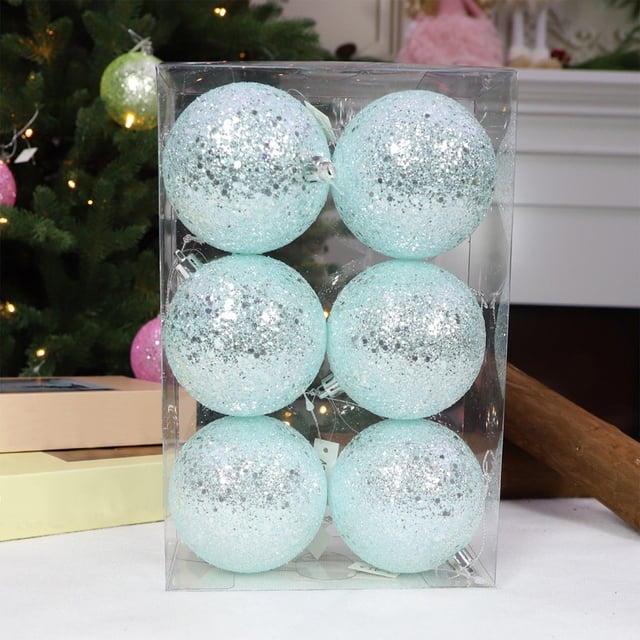 Juego de 6 bolas de Navidad, azul cielo