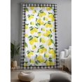 thumbnail image 2 of Sheer Curtains 108 Inches Long, Yellow Lemon Semi Sheer Curtains Light Filtering Window Treatment, Summer Botanical Black Plaid Farmhouse Privacy Voile Drapes for Living Room Bedroom 52x108 Inch, 2 of 7