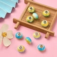 thumbnail image 2 of Glass European Beads Large Hole Beads with Silver Tone Brass Double Cores Faceted Rondelle Goldenrod 14x9mm Hole: 5mm, 2 of 2