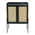 thumbnail image 6 of Creative Co-Op Solid Wood Bar Cabinet with Metal Legs and Woven Cane Doors, Black and Natural, 6 of 10