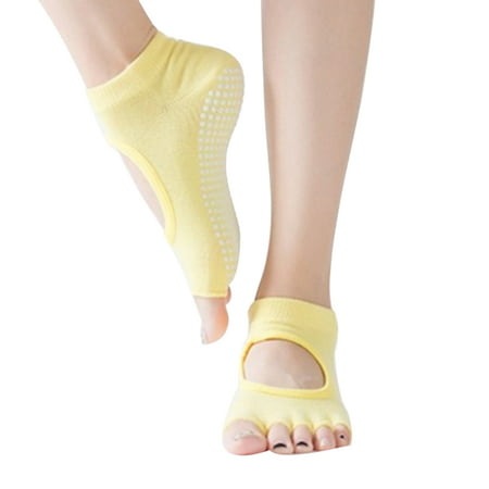 Yoga Barre Pilates Toeless Socks Non Slip Skid-proof With Grips Cotton For (Best Grip Socks For Barre)