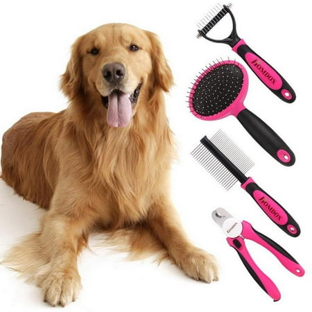 Dog Comb Set Home Supplies Tool Set 4pcs/Dog Grooming Kit-Best Combing Nail Trimming Brush Cleaning From Pet Toes RllYE ()