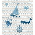 thumbnail image 3 of Nautical Duvet Cover Sets, Wave Pattern Marine Elements Octopus Crab Starfish Whale Art, Bedding Set with 2 Duvet Covers & 4 Pillowcases, 2 Pack Cal King Size, Beige Blue White, by Ambesonne, 3 of 7