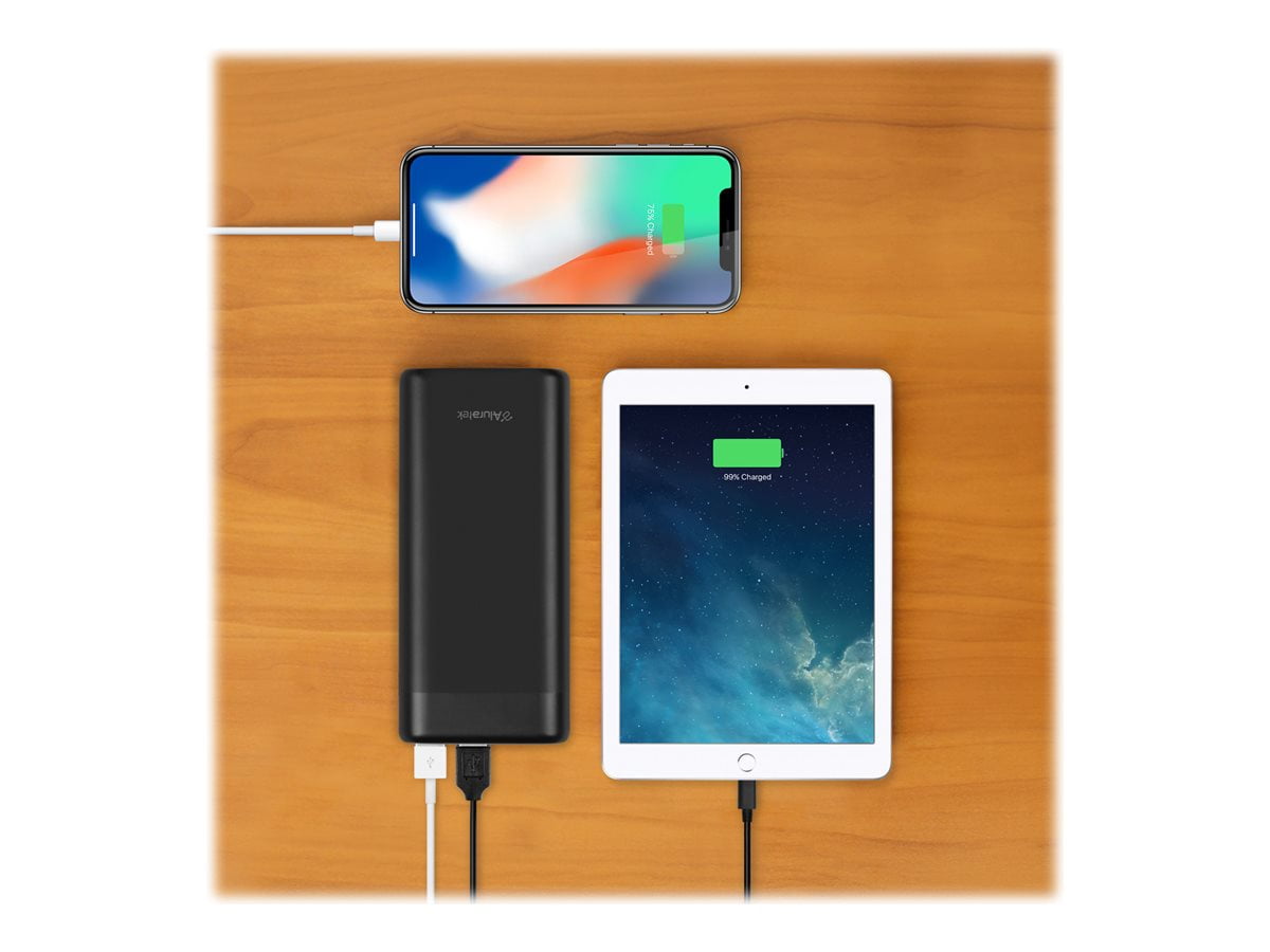 Aluratek APBQ20F - 65W Fast Charge 20,000 mAh , QC 3.0 - 3 outputs 2 x USB, 1 x USB-C PD Power Bank