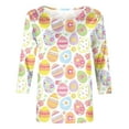 thumbnail image 4 of EGNMCR Easter T-Shirt à Imprimé Graphique pour Femmes T-Shirts pour Femmes Easter T-Shirt Décontracté à Imprimé pour Femme Col Rond Manches 3/4 T-Shirt Ample Haut T-Shirts pour Femme, 4 of 5