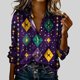thumbnail image 1 of TaTaai Ladies Long Sleeve Carnival Top Round Neck Casual Polyester Shirt Lightweight Printed Festival Wear Size Up Recommended Gift, 1 of 5
