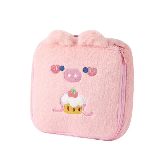 Kawaii Bunny Handbag Women Large Capacity Travel Tote Plush Storage Bag Toiletry Organizer Zipper Makeup Pouch Cosmetic Bag PINK