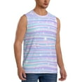 thumbnail image 2 of Easygdp Striped Gradient Men's Breathable Tank Tops Sleeveless Sporty T Shirts for Basketball, Mountaineering, Bodybuilding -X-Large, 2 of 8