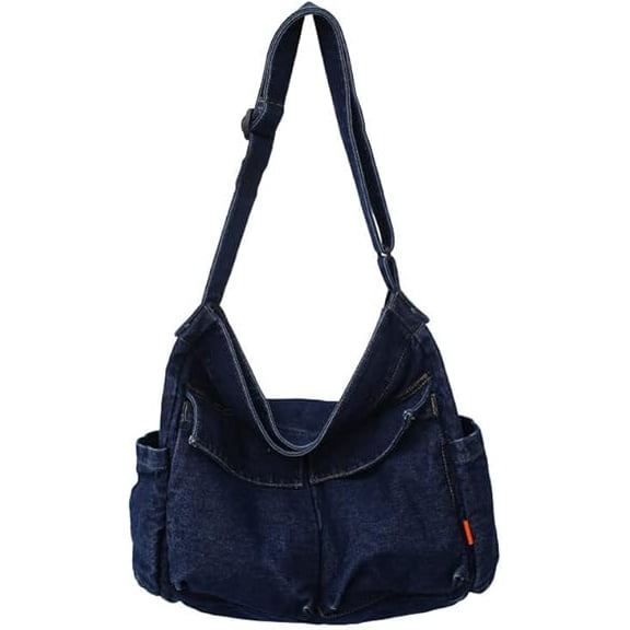 Denim Shoulder Bag Casual Lightweight Canvas Bag Retro Hobo Tote Bag Crossbody Handbag Large Capacity Purse for Teen Girls Women