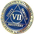 thumbnail image 2 of RecoveryChip Médaillon AA 7 Ans Réflex Bleu Or Plaqué Alcooliques Puce Anonyme VII, 2 of 10