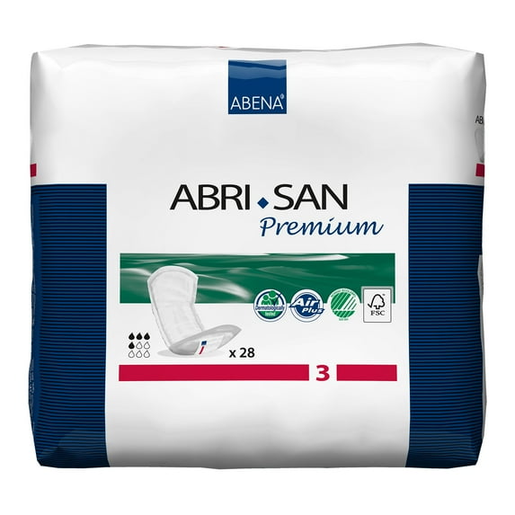 Abena Abri-San Premium Unisex Incontinent Pad Contoured 13" L 9266, 168 Ct