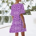thumbnail image 4 of Women's Summer Beach Dresses Casual V-Neck Dress Pocket Printed Short Sleevele Ruffle Dress, 4 of 8