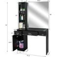 thumbnail image 4 of Barber Station with Mirror, Hair Salon Station for Hair Stylist, Wall Mount Salon Beauty Spa Equipment with 3 Hair Dryer Holders & Open Shelves, 2 Drawers, 1 Storage Cabinet, Black, 4 of 7