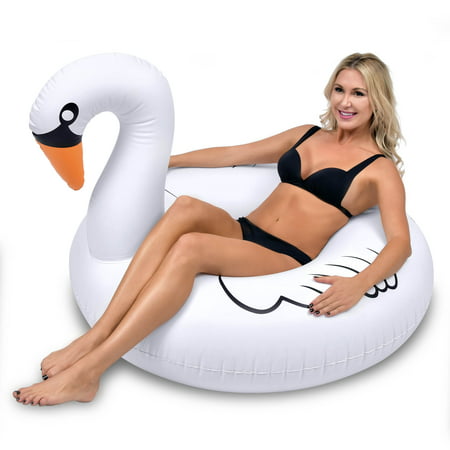 GoFloats Swan Party Tube Inflatable Swimming Pool Raft, Float In Style, for...
