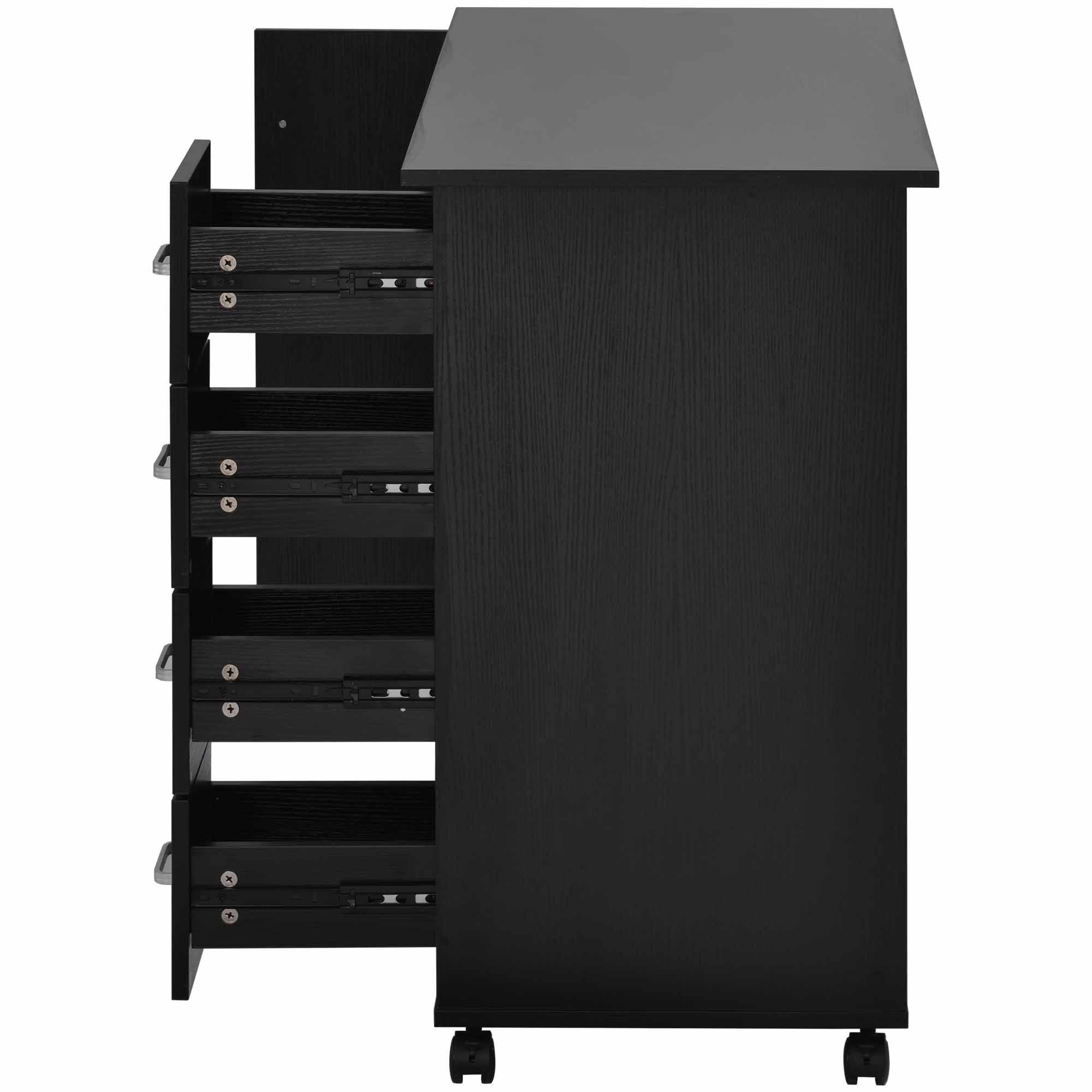DEALTOPS Computer Desk with Multiple Drawers and Locker for Home and Office - Black