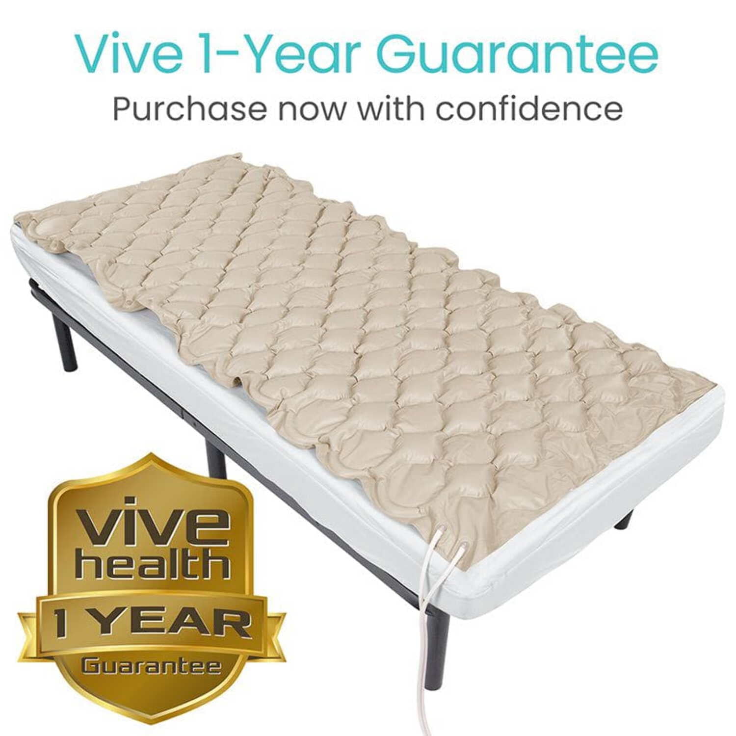 Vive Alternating Air Pressure Mattress Pad Replacement - Original Bed Sore Prevention Solution - Hospital & Home Mattress Topper with Waterproof Inflatable Ulcer Cushion Pad & Heat-Resistant Design