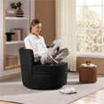 thumbnail image 5 of Renwick Boucle Swivel Accent Armchair with Throw Pillow, Black/Brown, 5 of 12