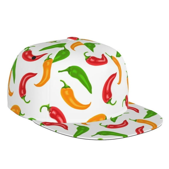 Flat Bill Trucker Hats for Women Men - bell Pepper colorful Print Adjustable Flat Baseball Cap Snapback Hats Dad Hats for Men