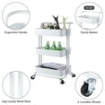 thumbnail image 2 of SUGIFT 3-Tier Rolling Cart, Metal Utility Cart with Lockable Wheels, Storage Craft Art Cart Trolley Organizer Serving Cart Easy Assembly for Office, Bathroom, Kitchen, Kids' Room, Classroom (White), 2 of 8